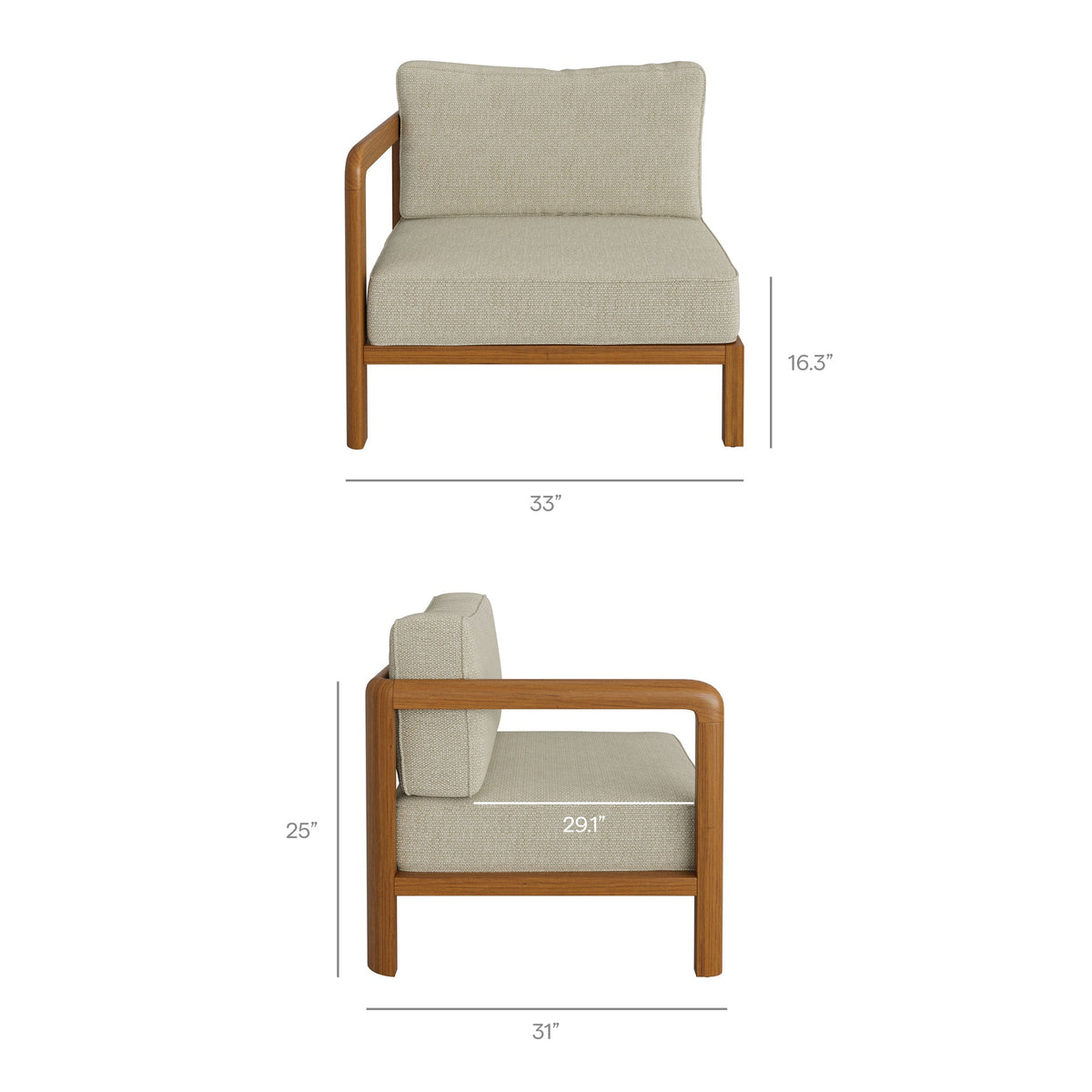 Kona 6-Piece Outdoor Patio Teak Wood Modular Sofa by Modway, photo 16 of 24