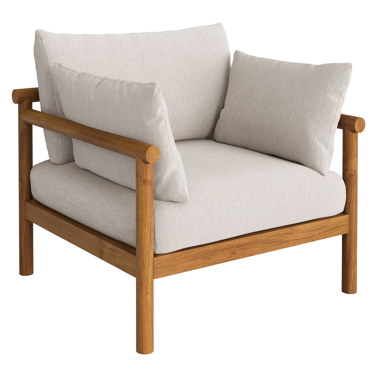 Eleni 2-Piece Outdoor Patio Teak Wood Armchair and Ottoman Set by Modway, photo 5 of 30