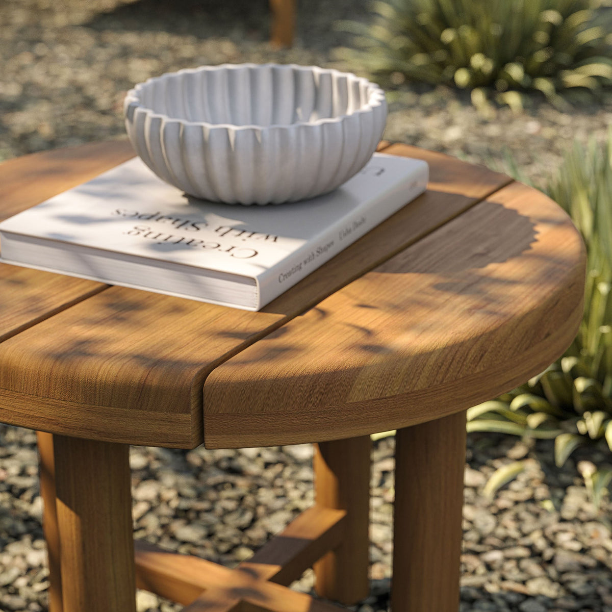 Eleni 20-Inch Round Outdoor Patio Teak Wood Side Table by Modway, photo 8 of 16