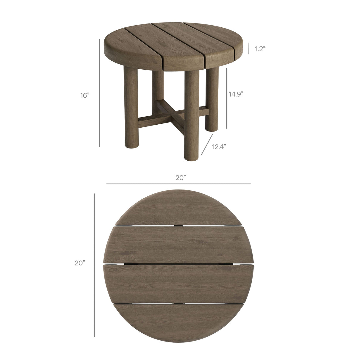 Eleni 20-Inch Round Outdoor Patio Teak Wood Side Table by Modway, photo 11 of 16