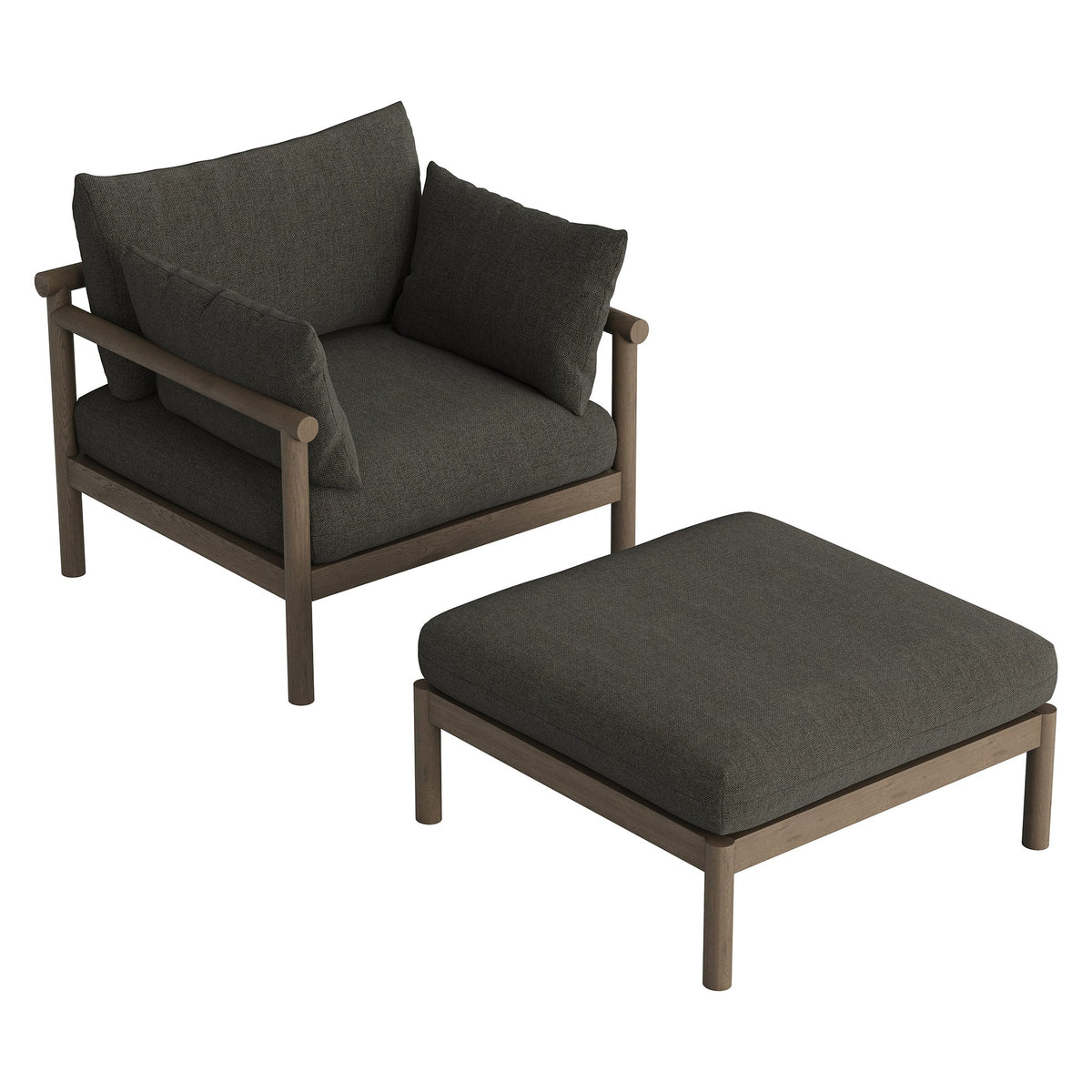 Eleni 2-Piece Outdoor Patio Teak Wood Armchair and Ottoman Set by Modway, photo 11 of 30