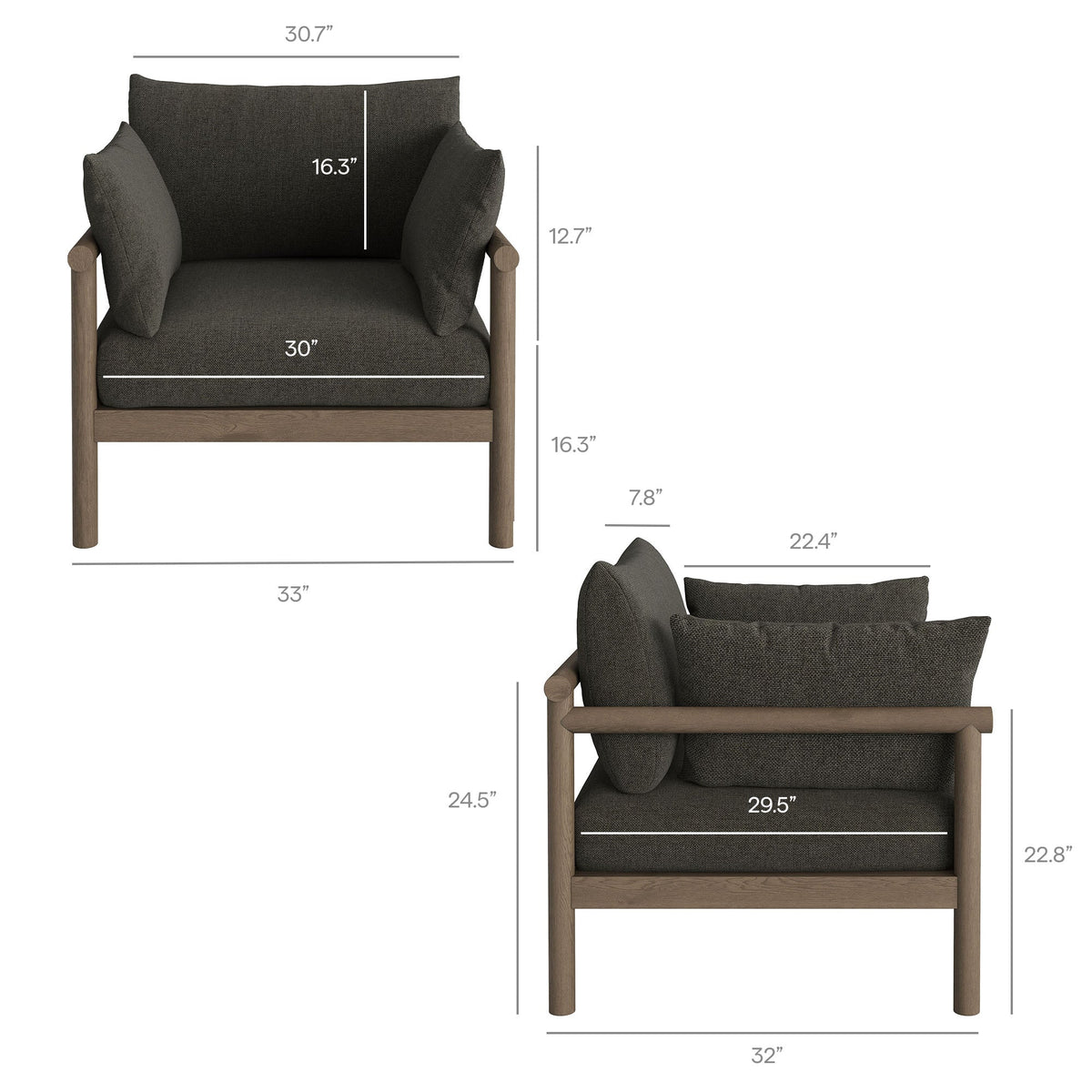 Eleni 2-Piece Outdoor Patio Teak Wood Armchair and Ottoman Set by Modway, photo 13 of 30