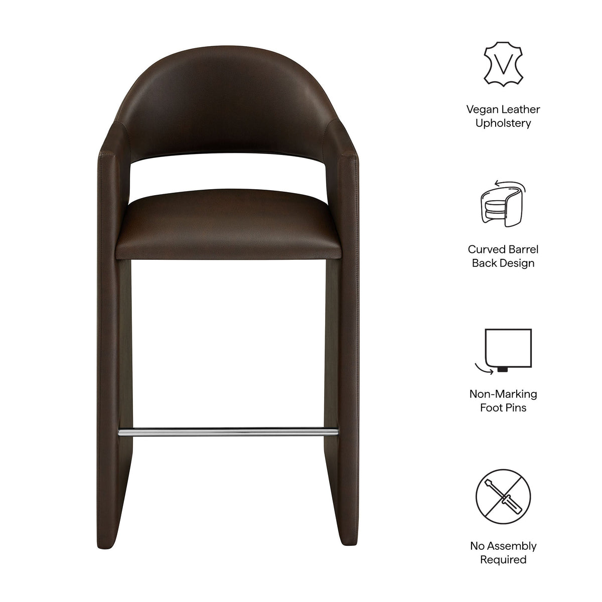 Talia 41 Inch Vegan Leather Bar Stool by Modway, photo 2 of 18