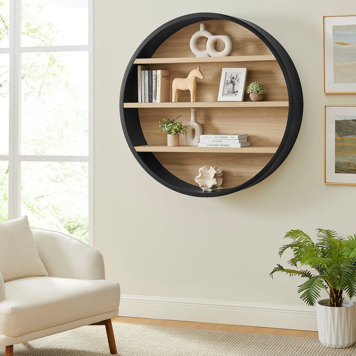 Romy 47" Round Wall Book Shelf by Modway, photo 9 of 30