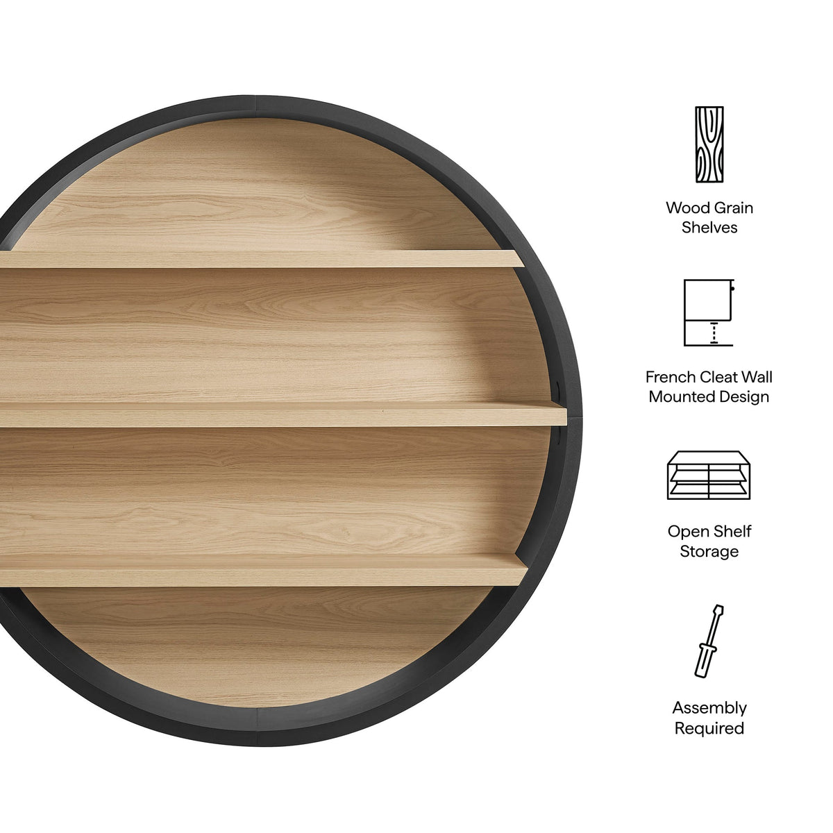 Romy 47" Round Wall Book Shelf by Modway, photo 2 of 30