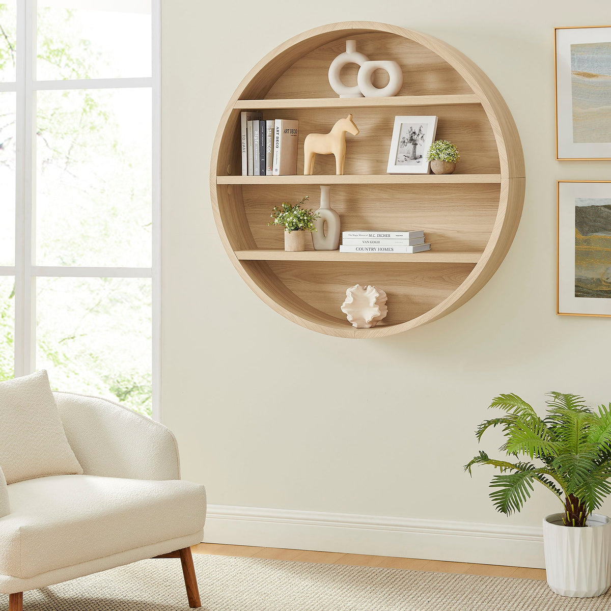 Romy 47" Round Wall Book Shelf by Modway, photo 19 of 30