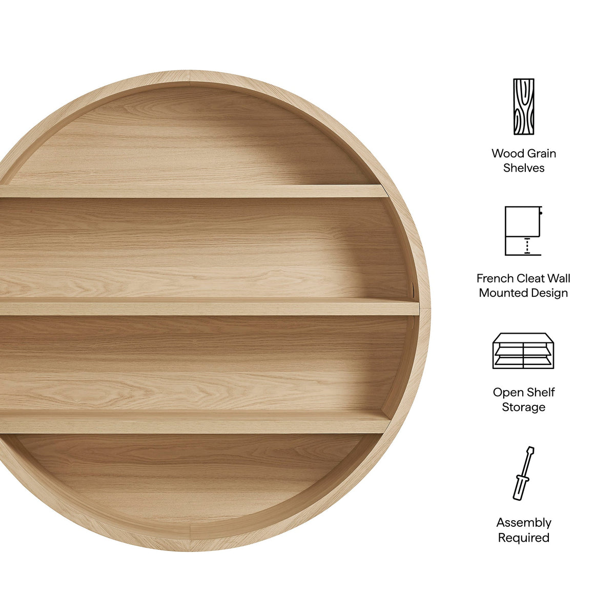 Romy 47" Round Wall Book Shelf by Modway, photo 12 of 30