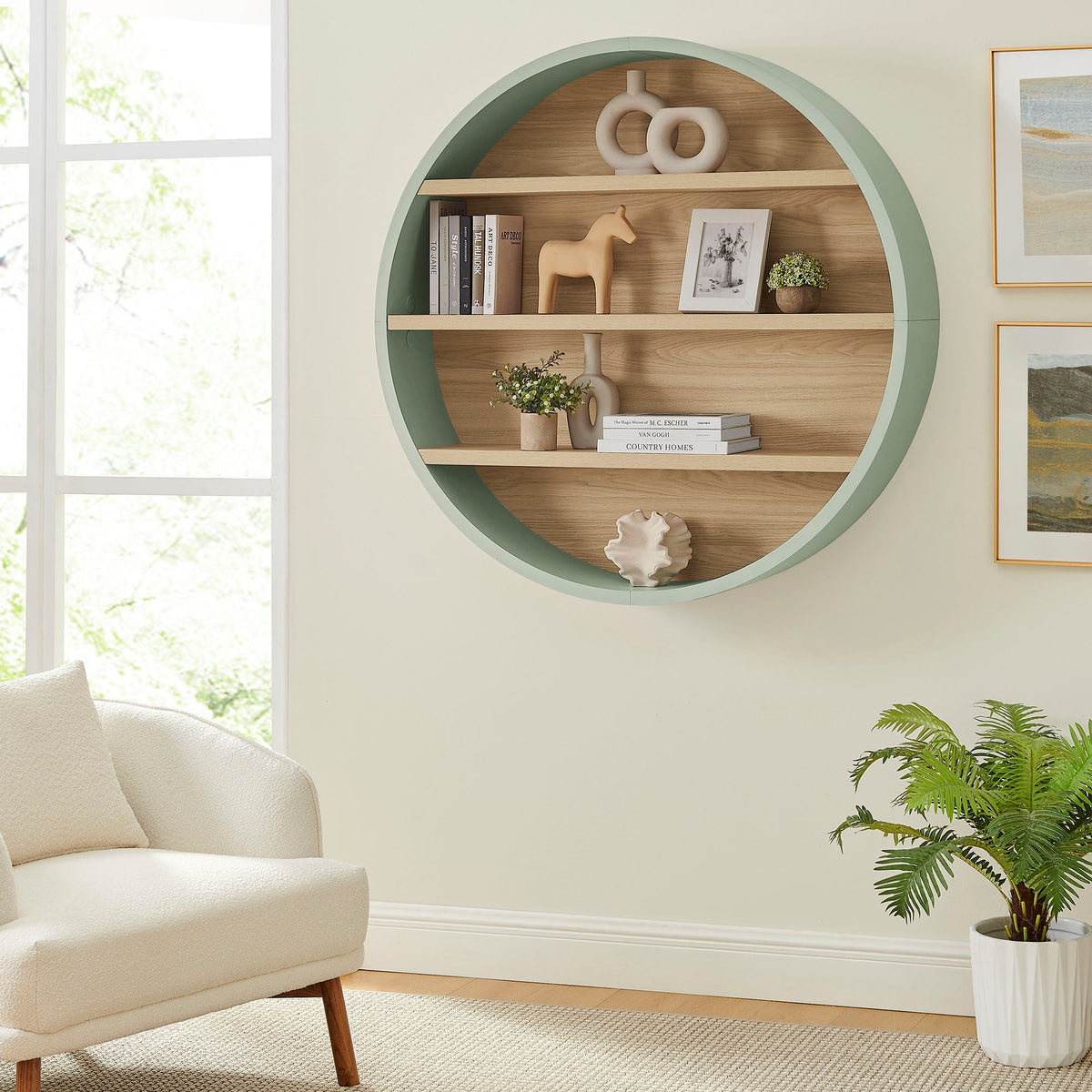 Romy 47" Round Wall Book Shelf by Modway, photo 29 of 30
