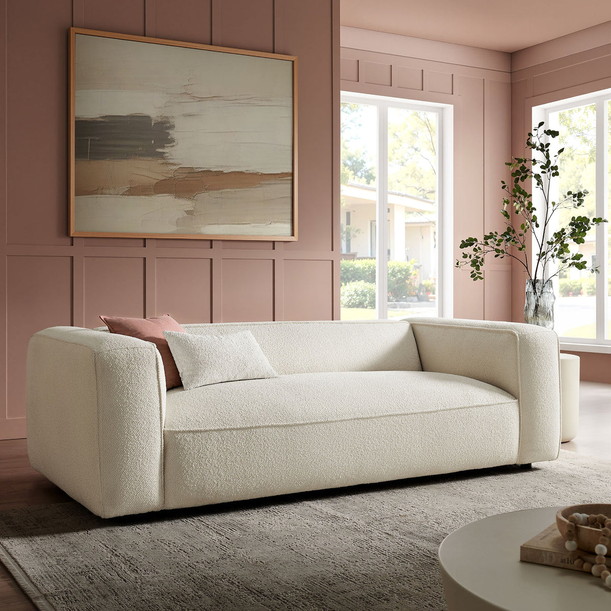 Auren 88 Inch Lattice Bouclé Upholstered Sofa by Modway, photo 8 of 27