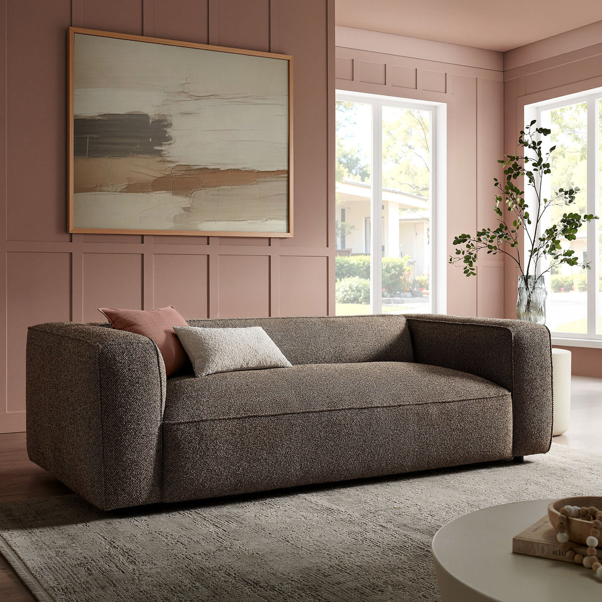 Auren 88 Inch Lattice Bouclé Upholstered Sofa by Modway, photo 17 of 27