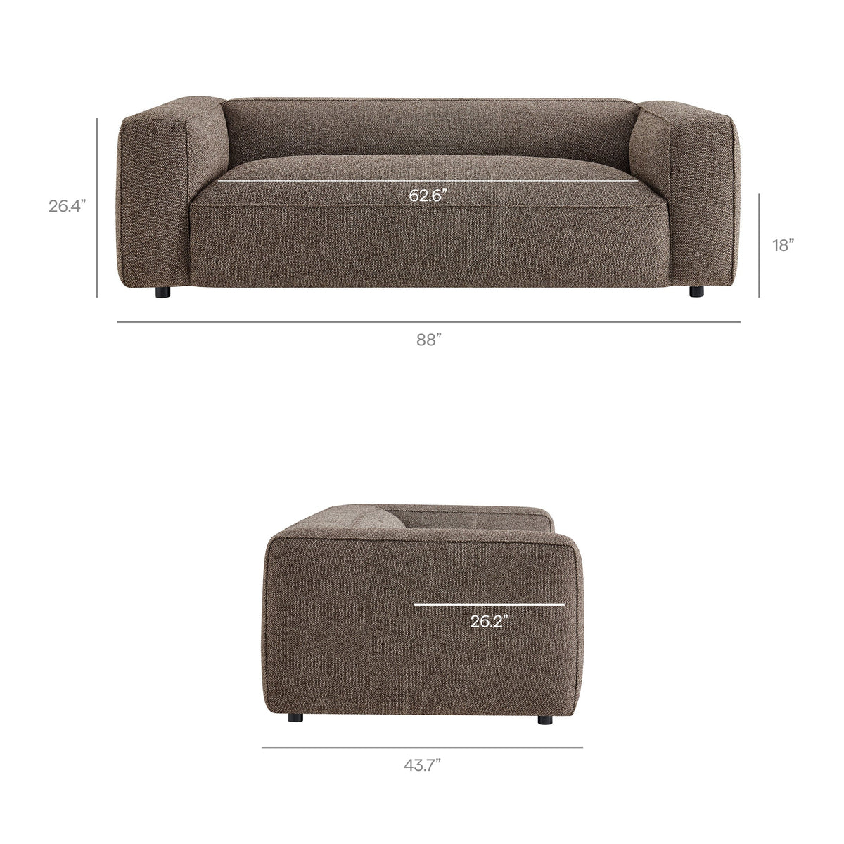 Auren 88 Inch Lattice Bouclé Upholstered Sofa by Modway, photo 12 of 27