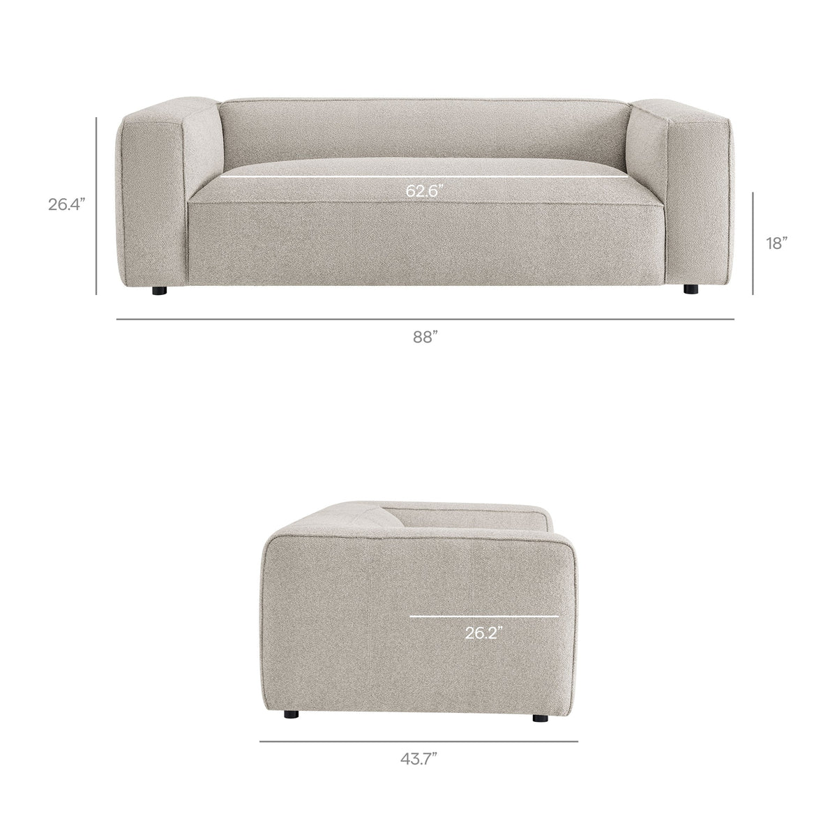 Auren 88 Inch Lattice Bouclé Upholstered Sofa by Modway, photo 21 of 27