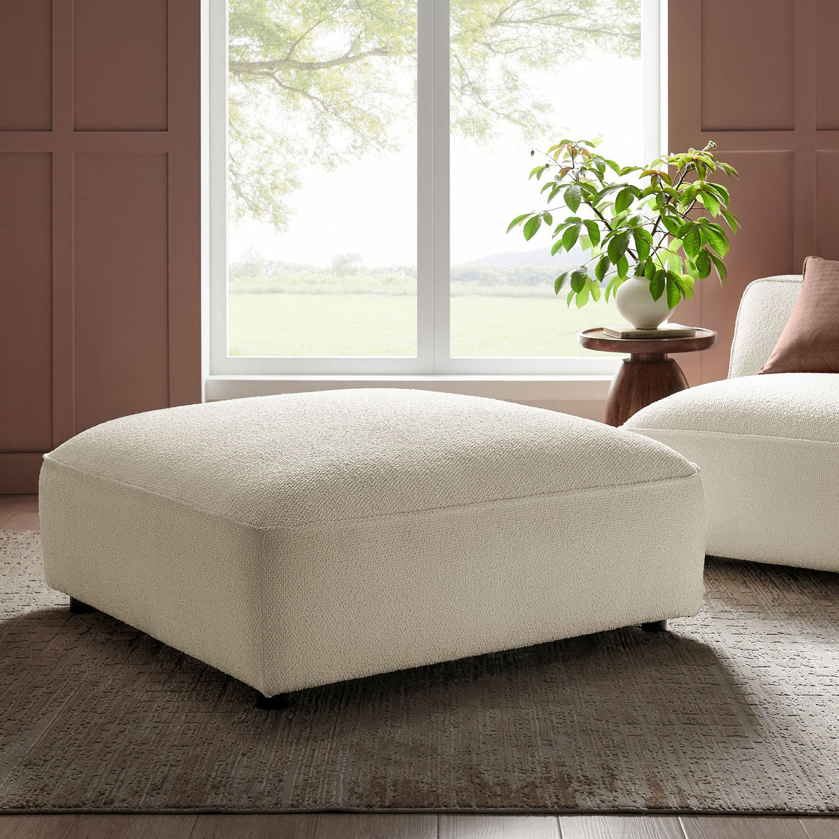 Auren Lattice Bouclé Upholstered Ottoman by Modway, photo 7 of 24