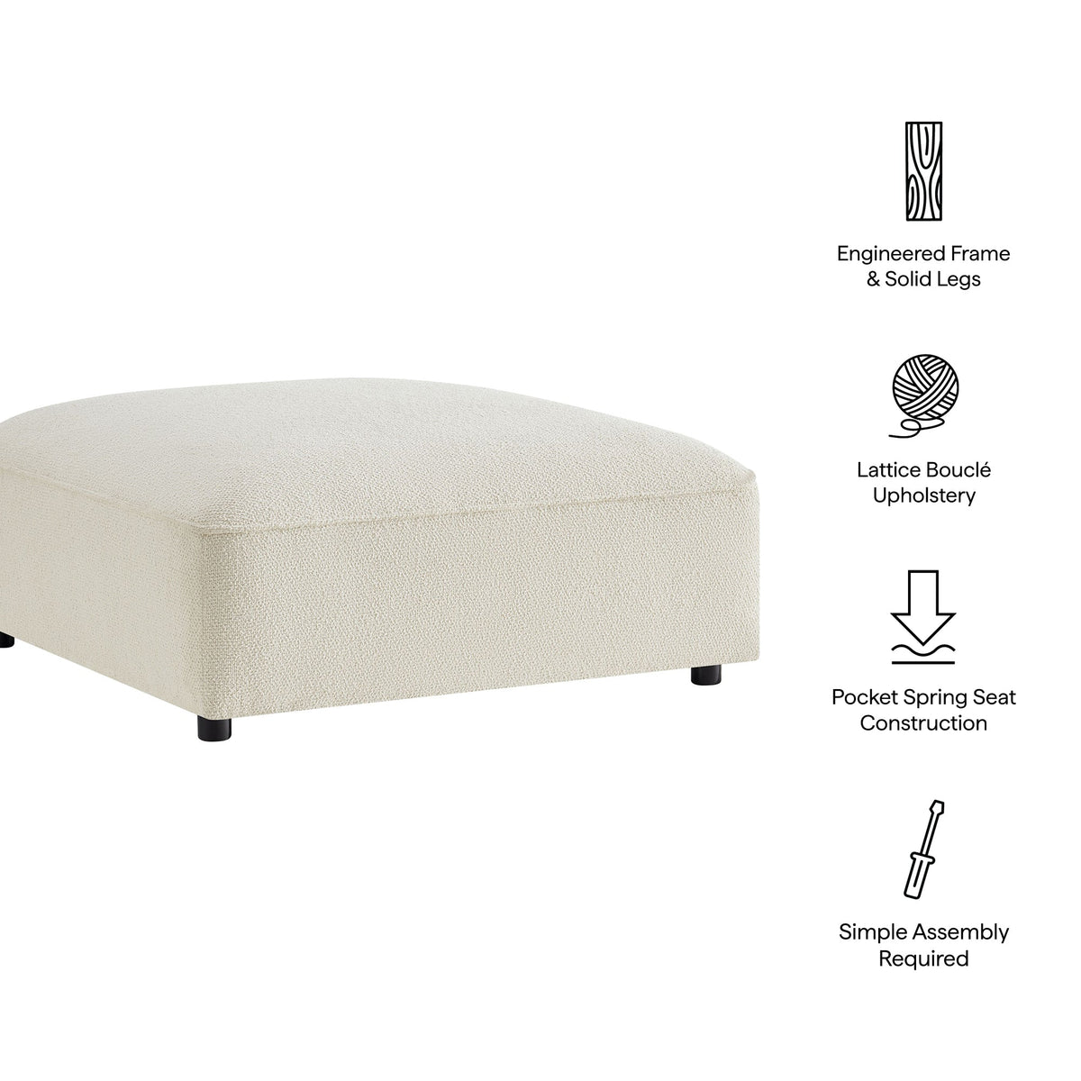Auren Lattice Bouclé Upholstered Ottoman by Modway, photo 2 of 24