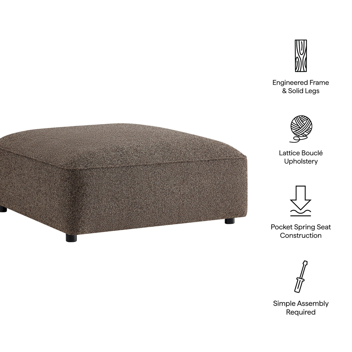 Auren Lattice Bouclé Upholstered Ottoman by Modway, photo 10 of 24