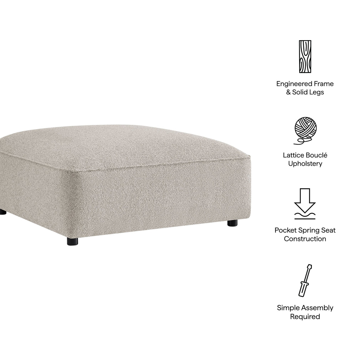 Auren Lattice Bouclé Upholstered Ottoman by Modway, photo 18 of 24