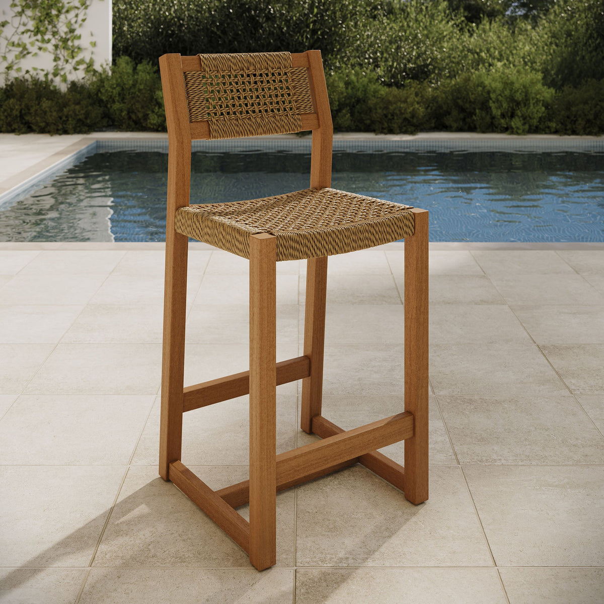 Reed 40 Inch Outdoor Patio Outdoor Teak Wood Counter Stool by Modway, photo 8 of 9