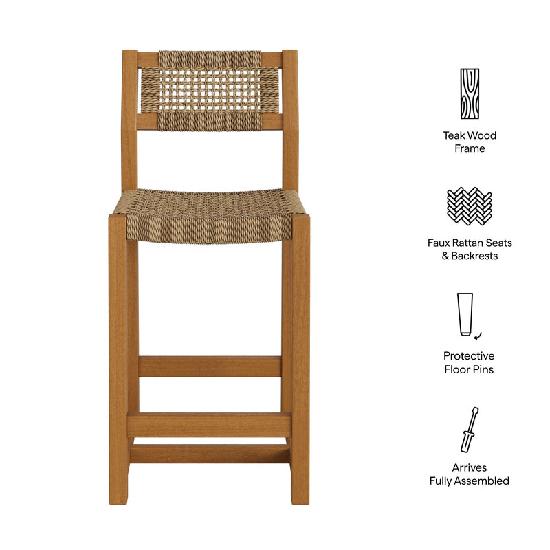 Reed 40 Inch Outdoor Patio Outdoor Teak Wood Counter Stool by Modway, photo 2 of 9