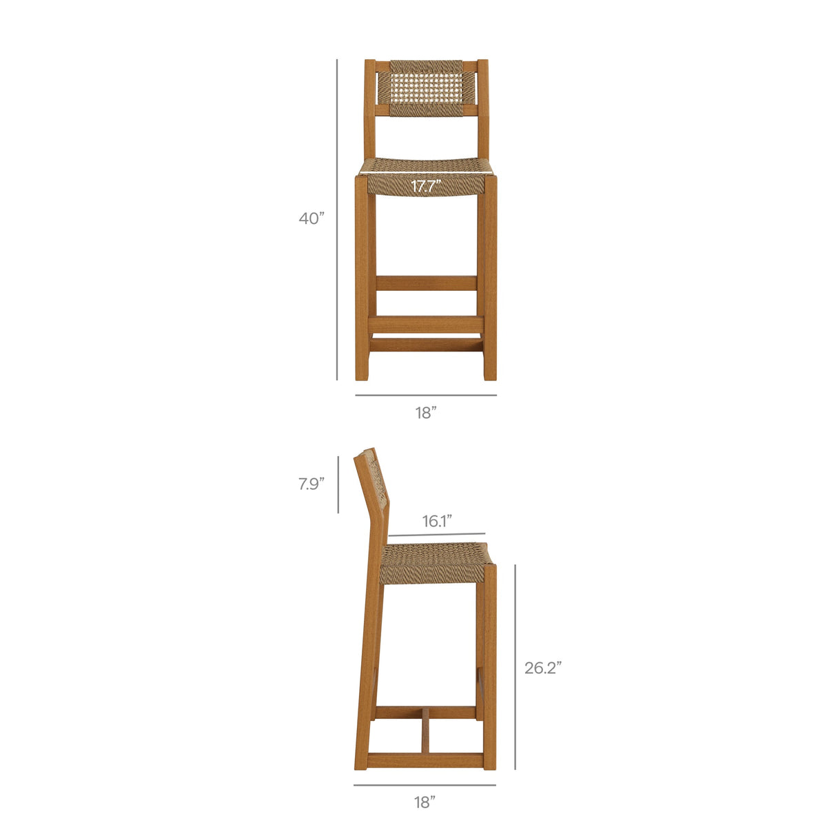 Reed 40 Inch Outdoor Patio Outdoor Teak Wood Counter Stool by Modway, photo 3 of 9