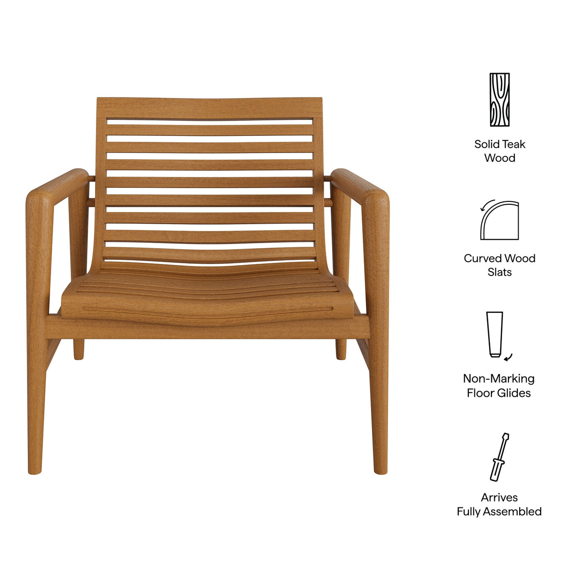 Hayden Outdoor Patio Teak Wood Armchair by Modway, photo 3 of 9