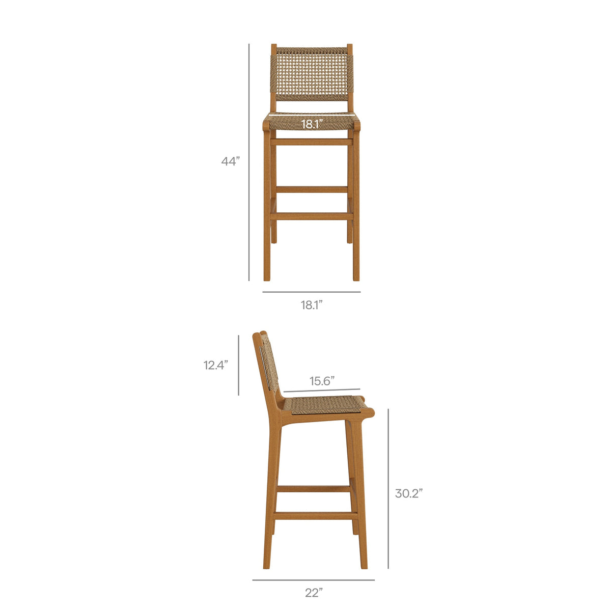 Rowe 5-Piece Outdoor Patio Teak Wood Bar Set by Modway, photo 4 of 7
