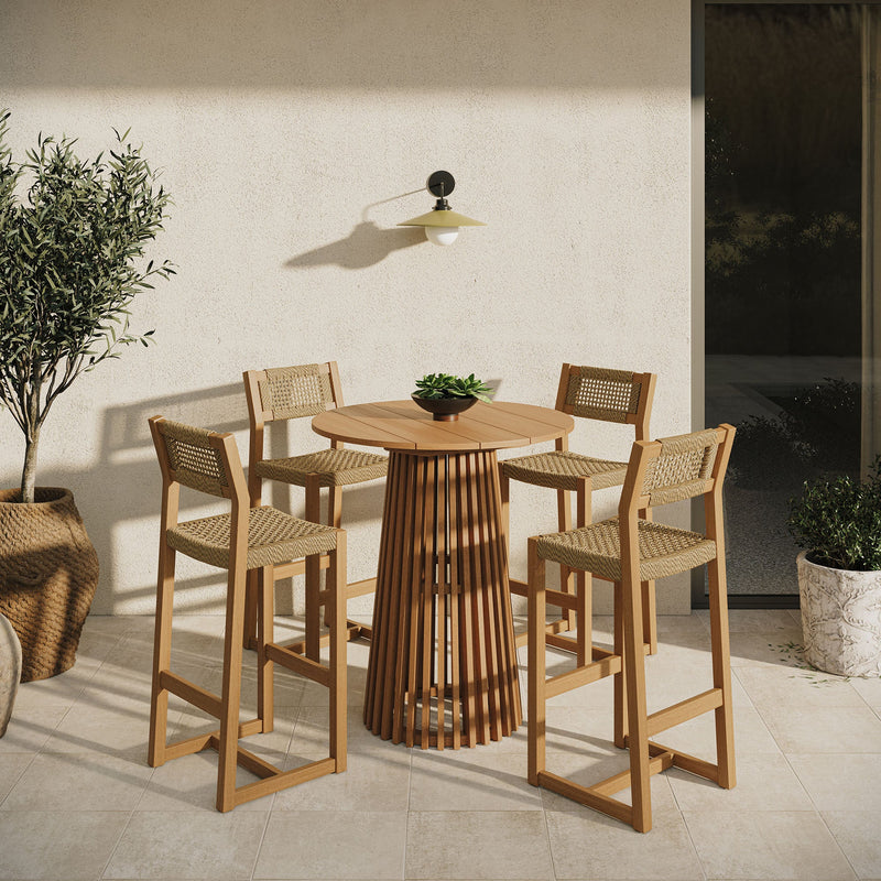 Reed 5-Piece Outdoor Patio Teak Wood Bar Set by Modway, photo 5 of 7