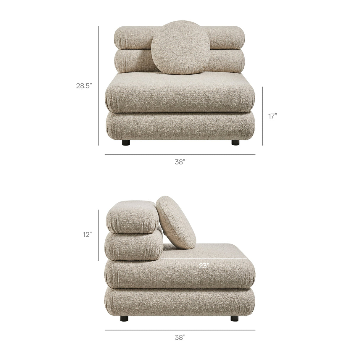 Jubilee Upholstered Modular Armless Chair by Modway, photo 3 of 22