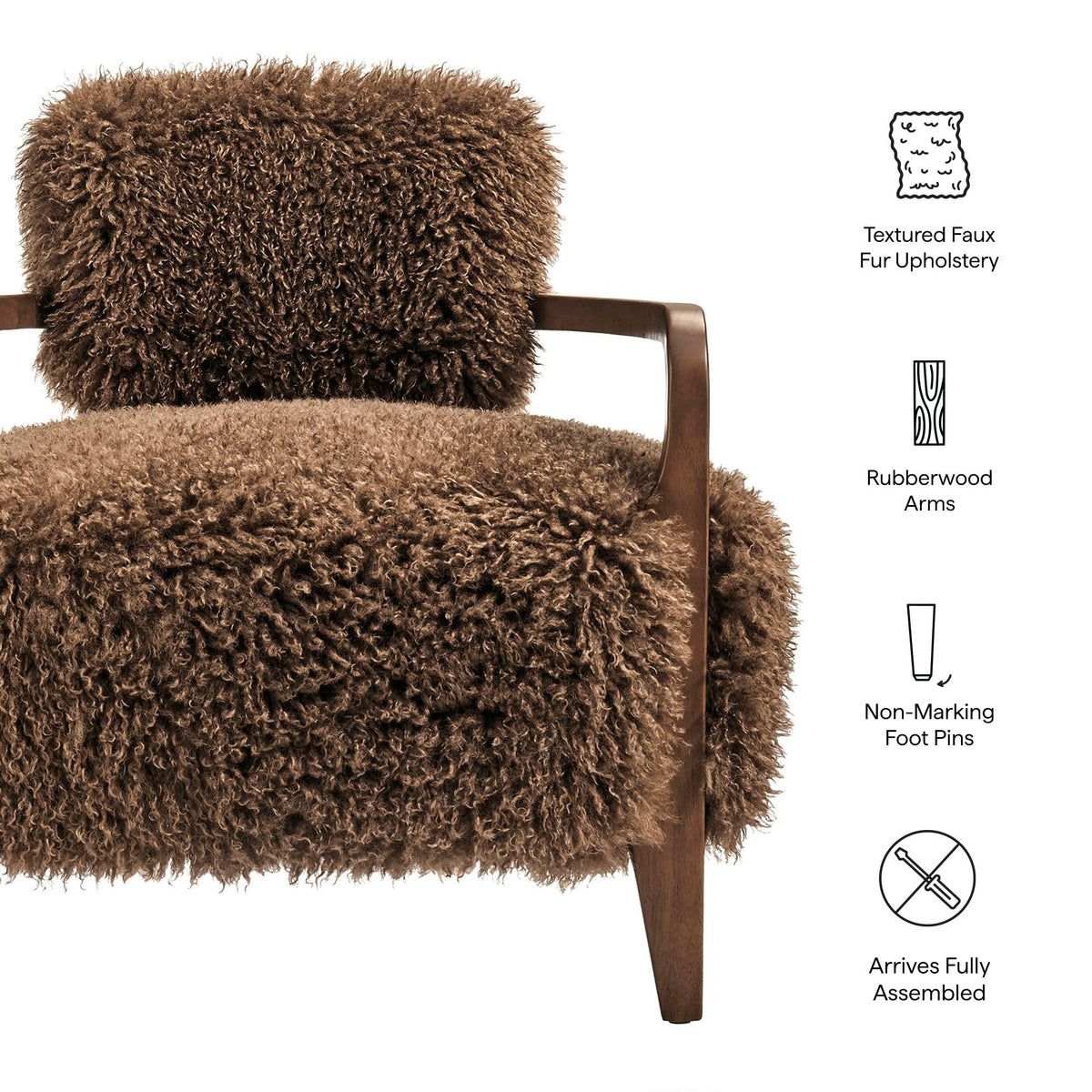 Zinnia Faux Fur Accent Chair by Modway, photo 2 of 18