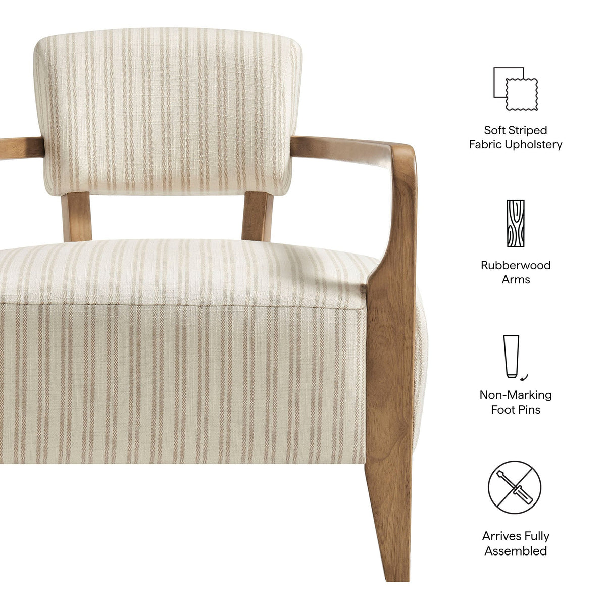 Zinnia Striped Fabric Upholstered Accent Chair by Modway, photo 2 of 9