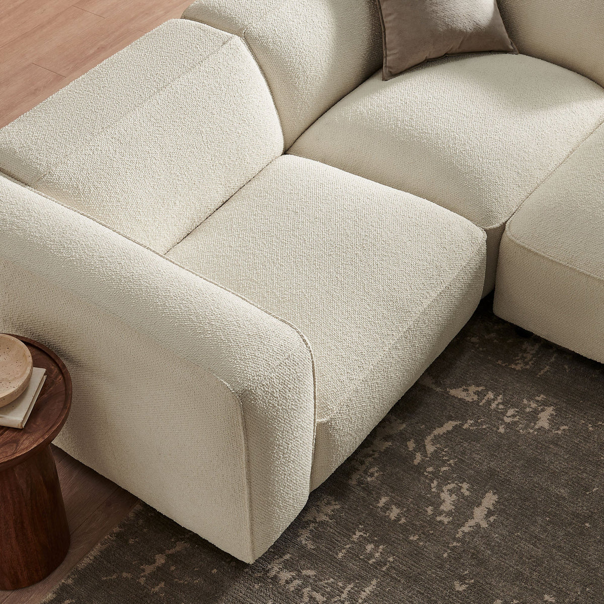 Auren 3 Piece Lattice Bouclé Upholstered Modular Loveseat with Ottoman by Modway, photo 7 of 21