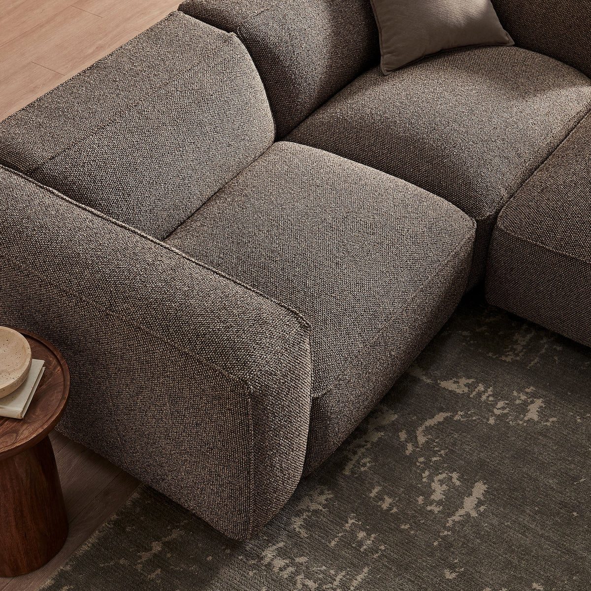 Auren 3 Piece Lattice Bouclé Upholstered Modular Loveseat with Ottoman by Modway, photo 14 of 21