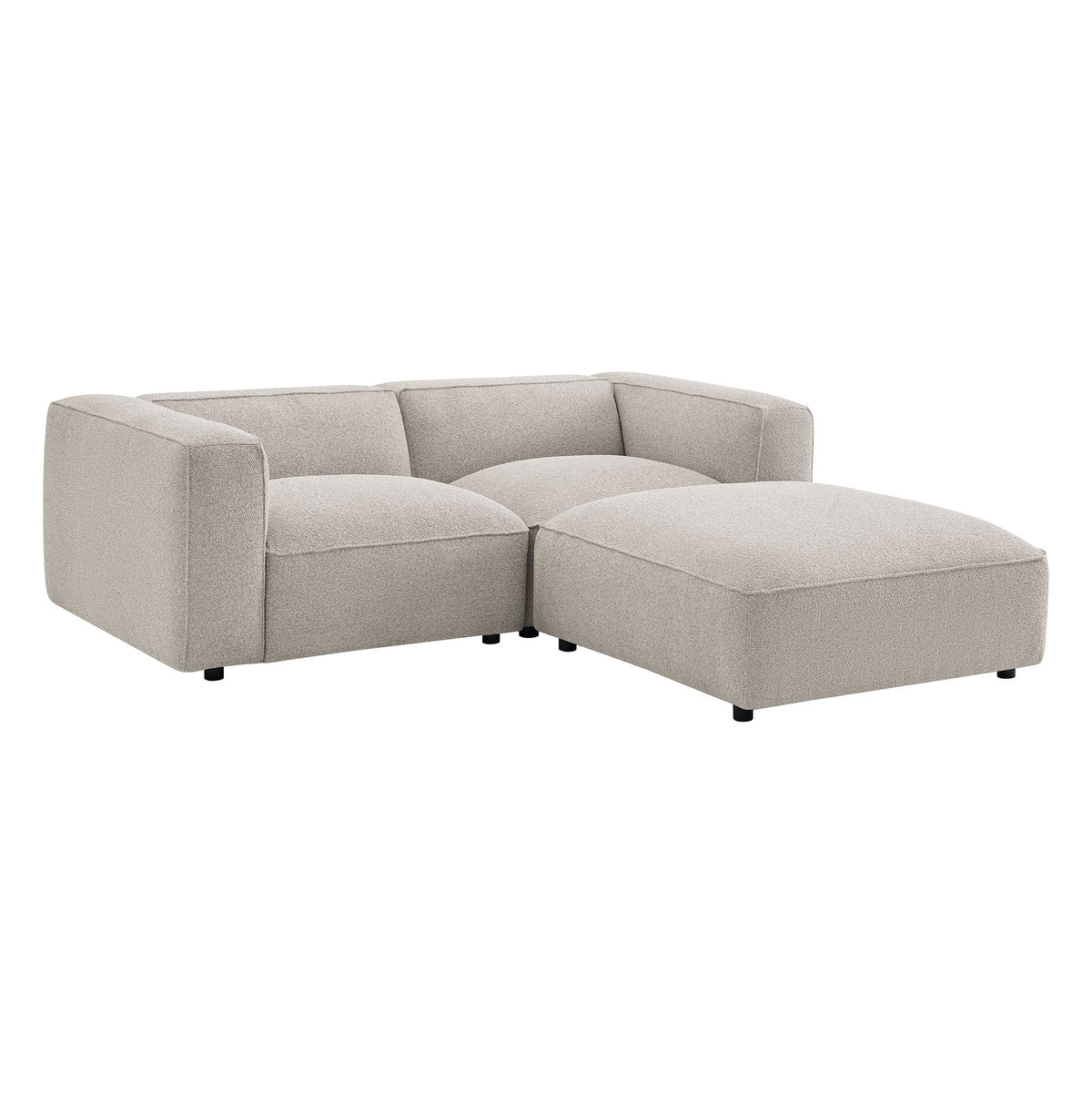 Auren 3 Piece Lattice Bouclé Upholstered Modular Loveseat with Ottoman by Modway, photo 15 of 21