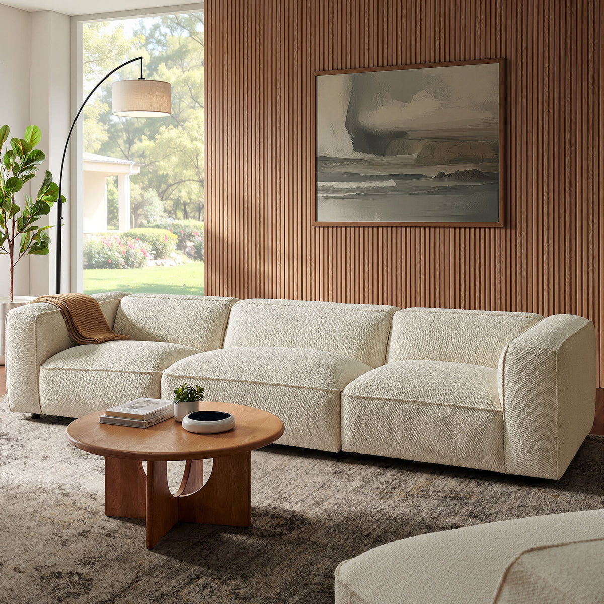 Auren 3 Piece Lattice Bouclé Upholstered Modular Sofa by Modway, photo 6 of 21