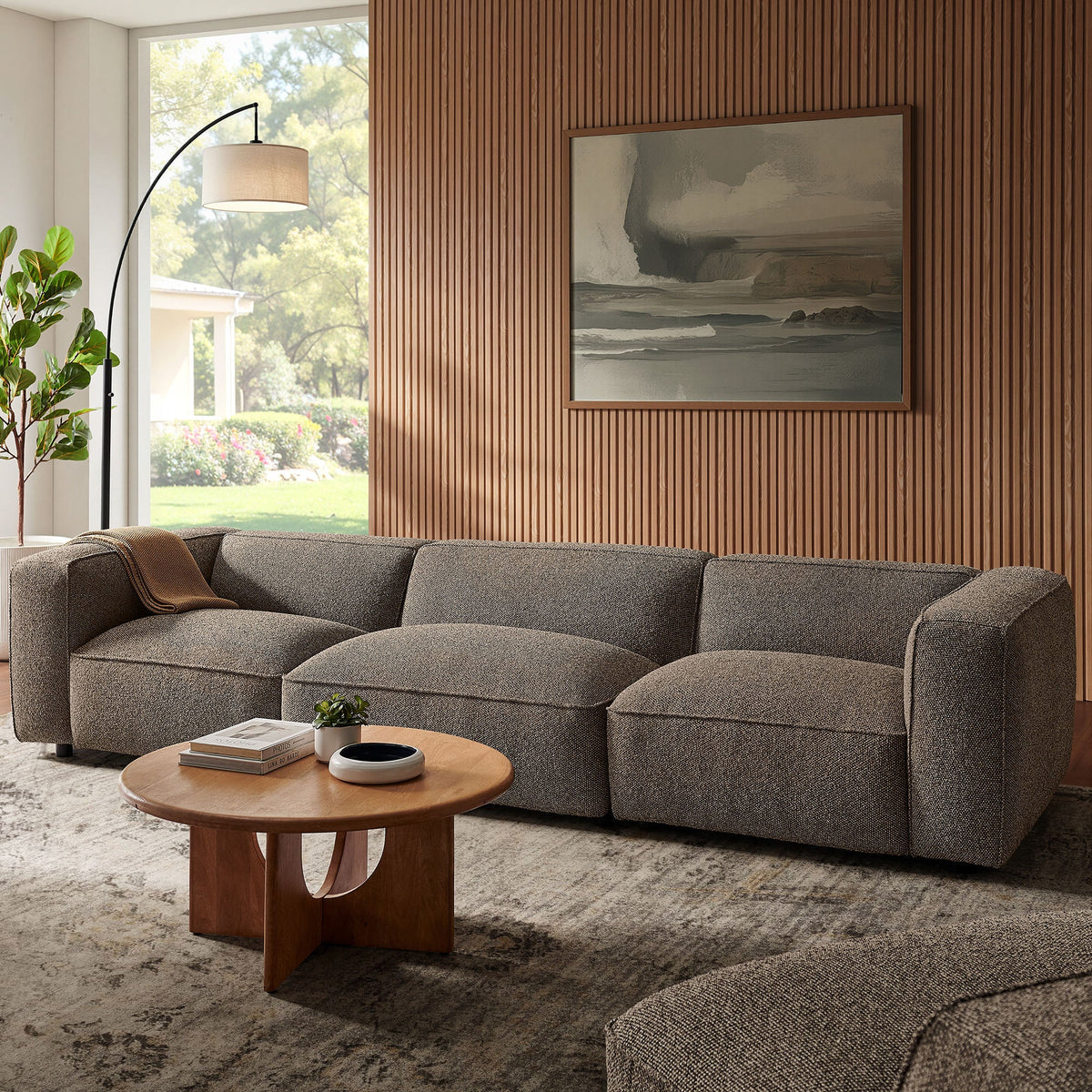 Auren 3 Piece Lattice Bouclé Upholstered Modular Sofa by Modway, photo 13 of 21