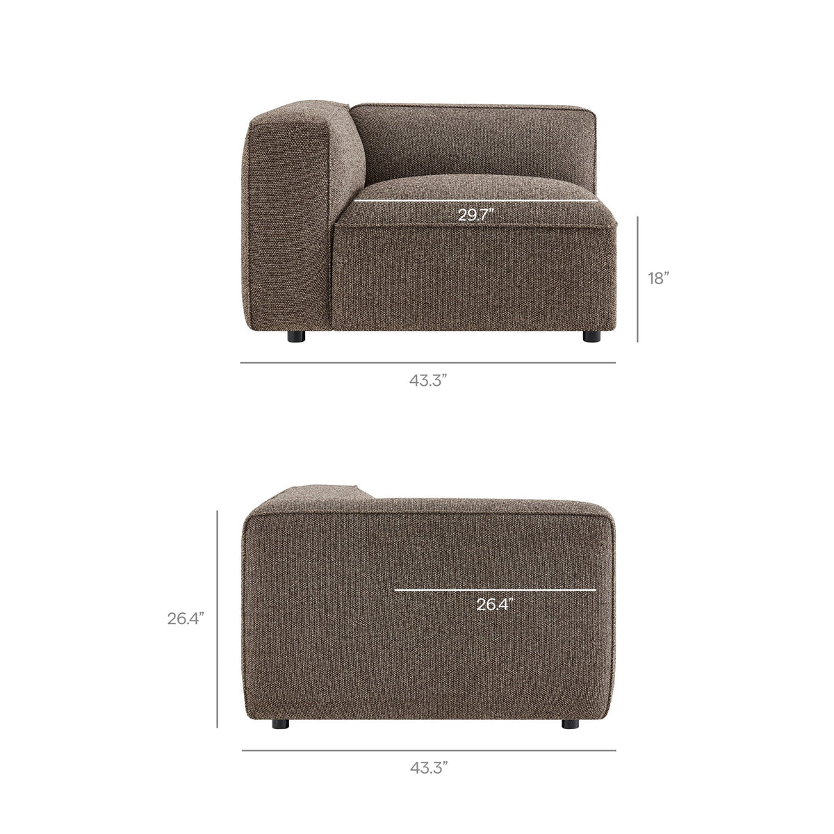Auren 3 Piece Lattice Bouclé Upholstered Modular Sofa by Modway, photo 10 of 21
