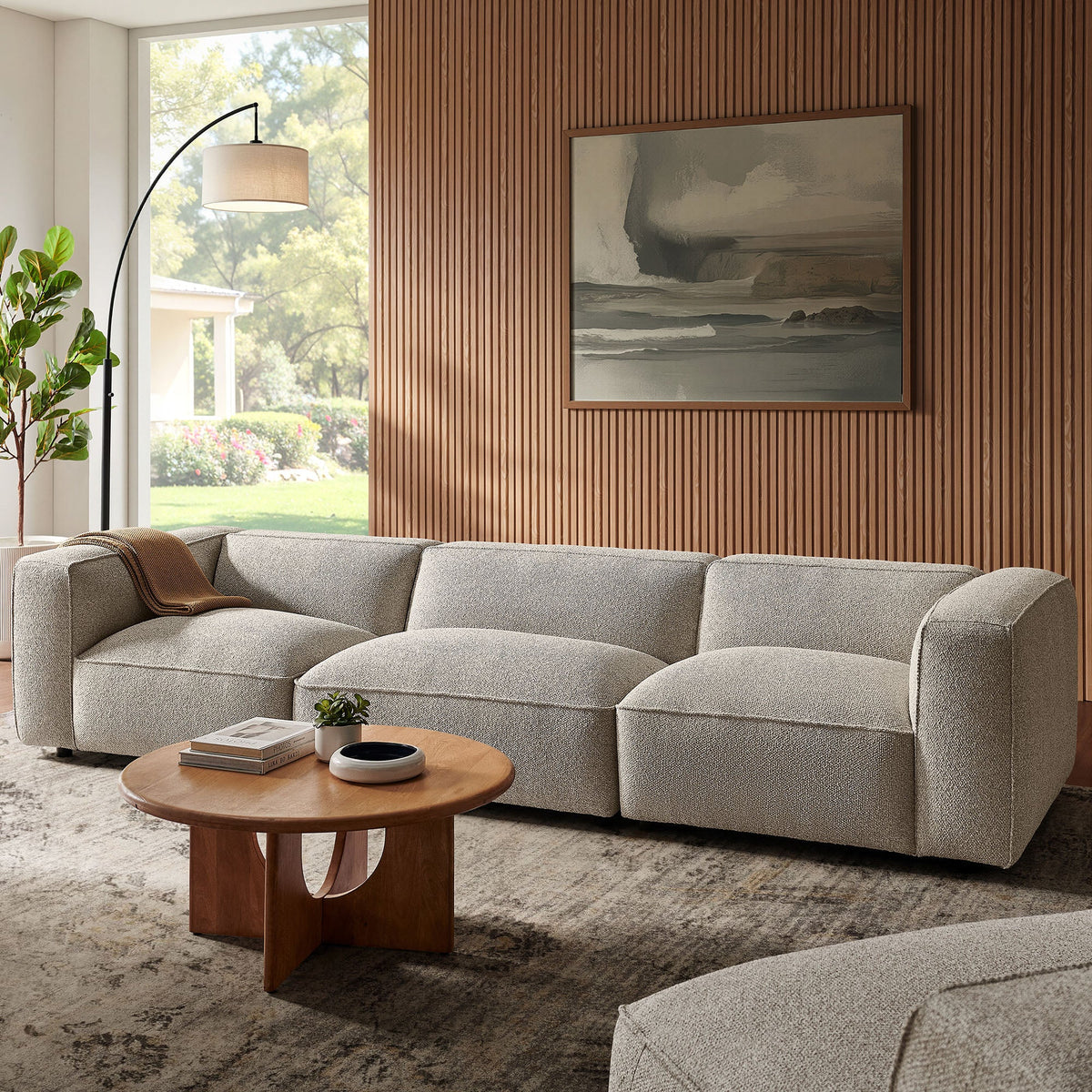 Auren 3 Piece Lattice Bouclé Upholstered Modular Sofa by Modway, photo 20 of 21