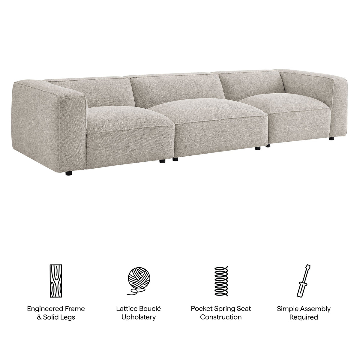 Auren 3 Piece Lattice Bouclé Upholstered Modular Sofa by Modway, photo 16 of 21