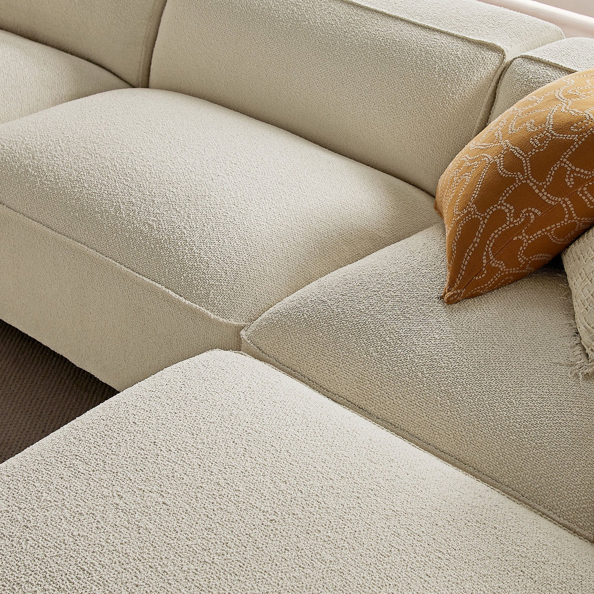 Auren 4 Piece Lattice Bouclé Upholstered Modular Sofa with Ottoman by Modway, photo 8 of 24