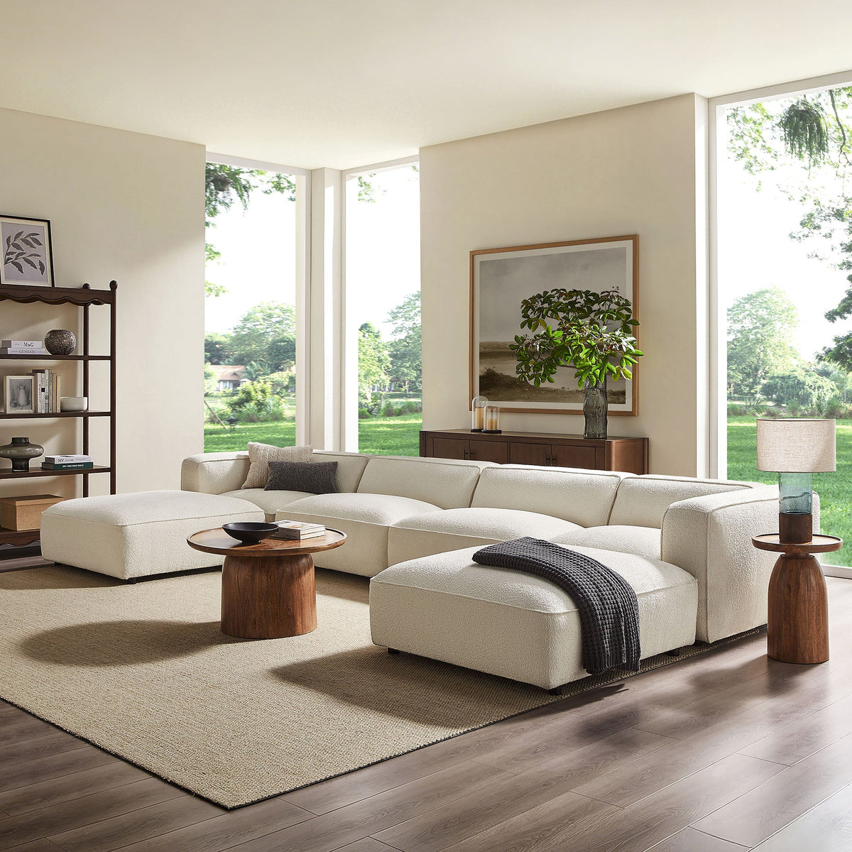 Auren 6 Piece Lattice Bouclé Upholstered Modular Sectional by Modway, photo 7 of 24