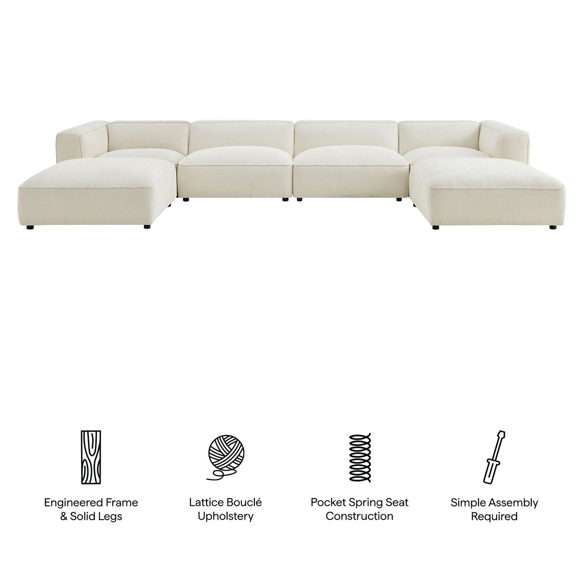 Auren 6 Piece Lattice Bouclé Upholstered Modular Sectional by Modway, photo 2 of 24