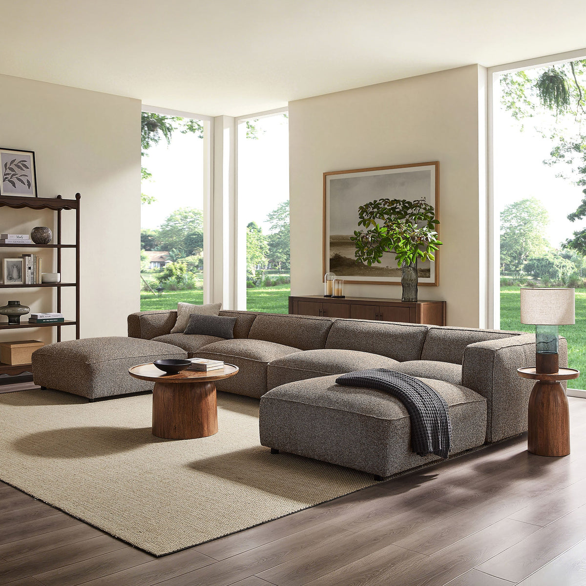 Auren 6 Piece Lattice Bouclé Upholstered Modular Sectional by Modway, photo 15 of 24
