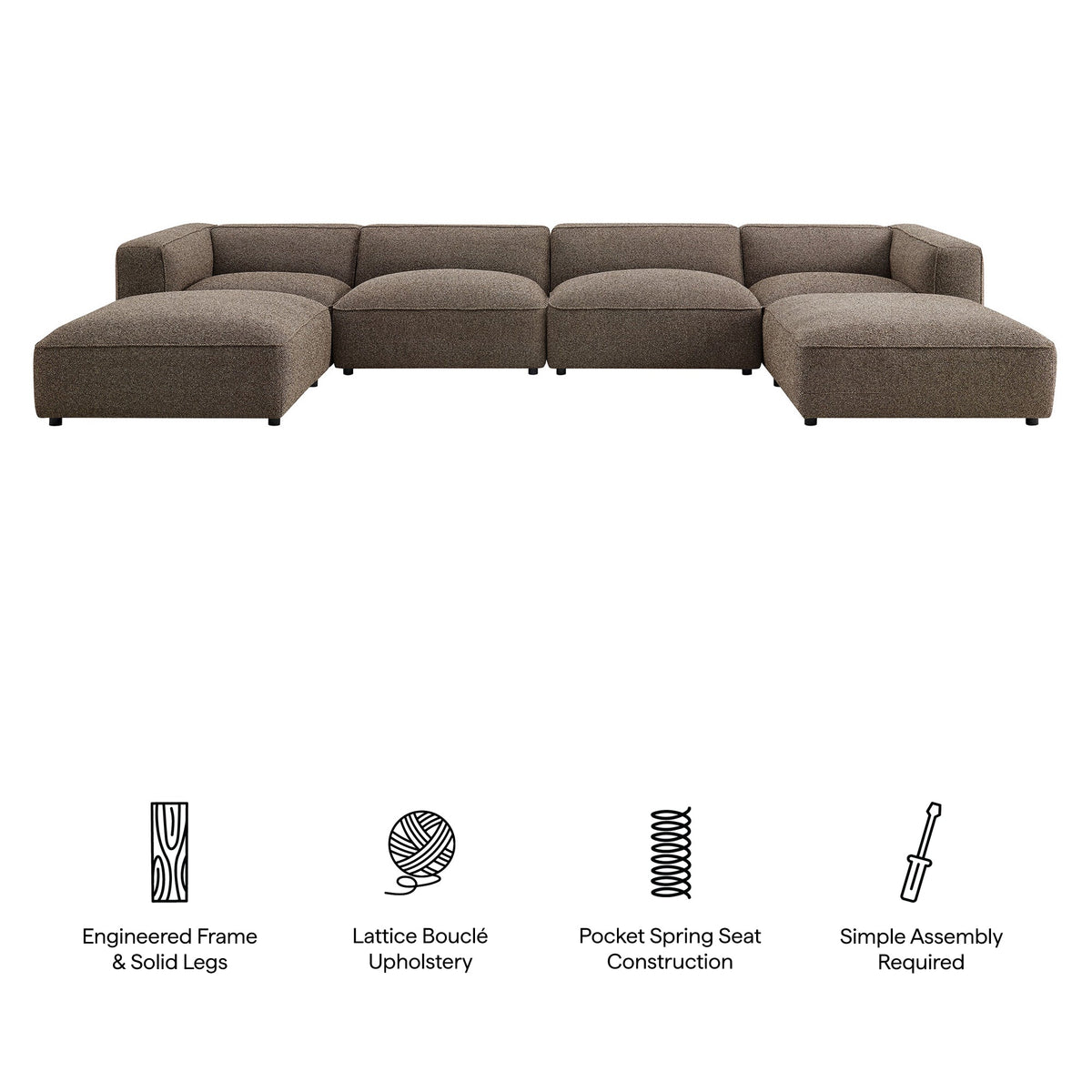 Auren 6 Piece Lattice Bouclé Upholstered Modular Sectional by Modway, photo 10 of 24