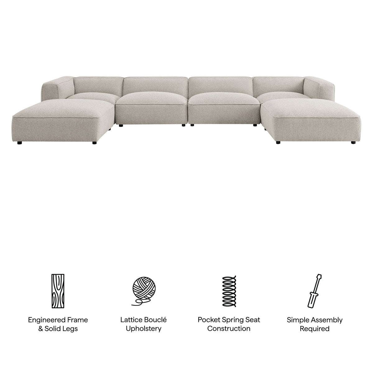 Auren 6 Piece Lattice Bouclé Upholstered Modular Sectional by Modway, photo 18 of 24