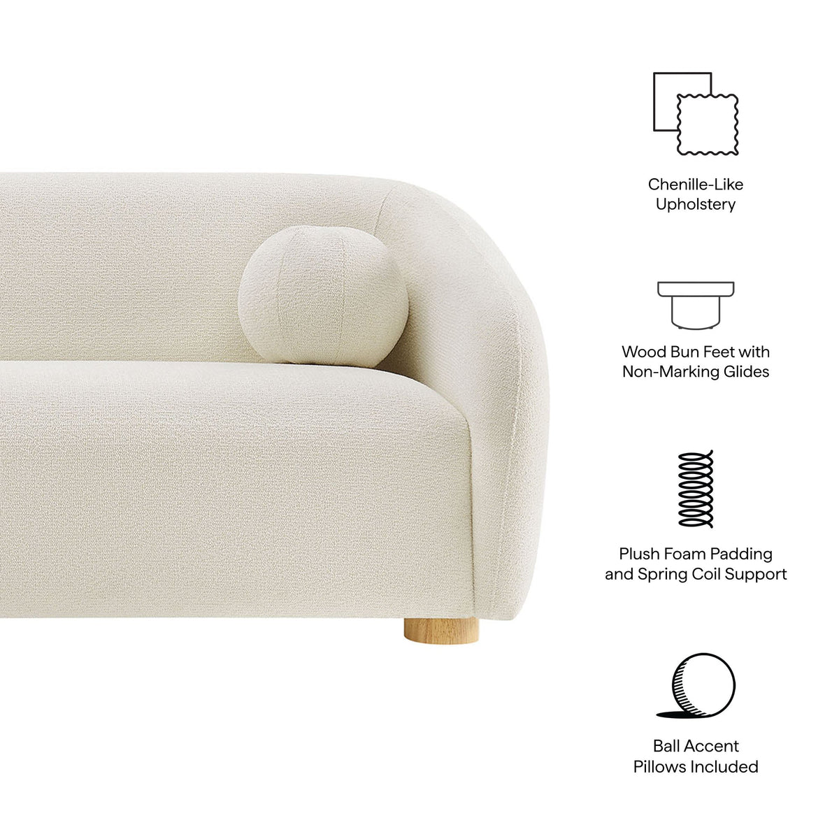 Holland 85" Chenille Fabric Sofa by Modway - Cream / Mustard / Pine, photo 2 of 30