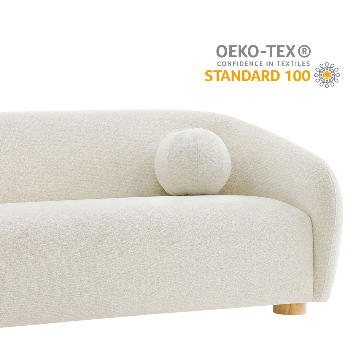 Holland 85" Chenille Fabric Sofa by Modway - Cream / Mustard / Pine, photo 3 of 30