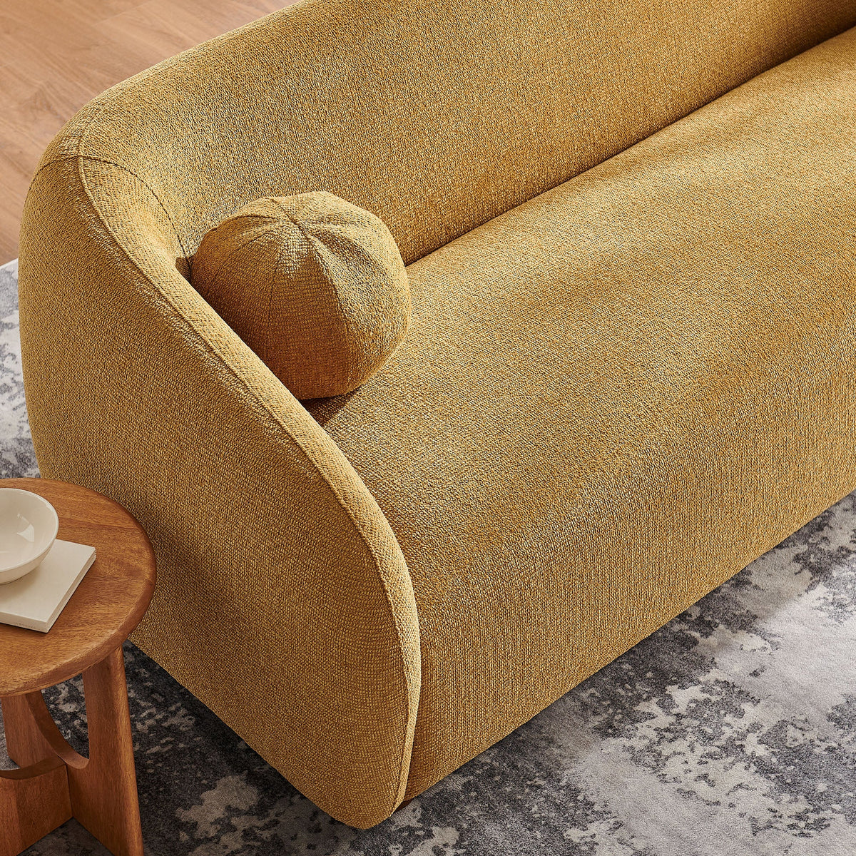 Holland 85" Chenille Fabric Sofa by Modway - Cream / Mustard / Pine, photo 20 of 30