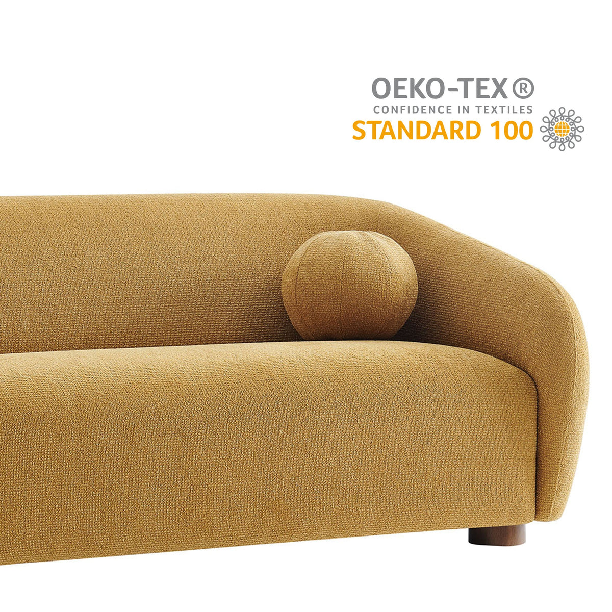 Holland 85" Chenille Fabric Sofa by Modway - Cream / Mustard / Pine, photo 13 of 30