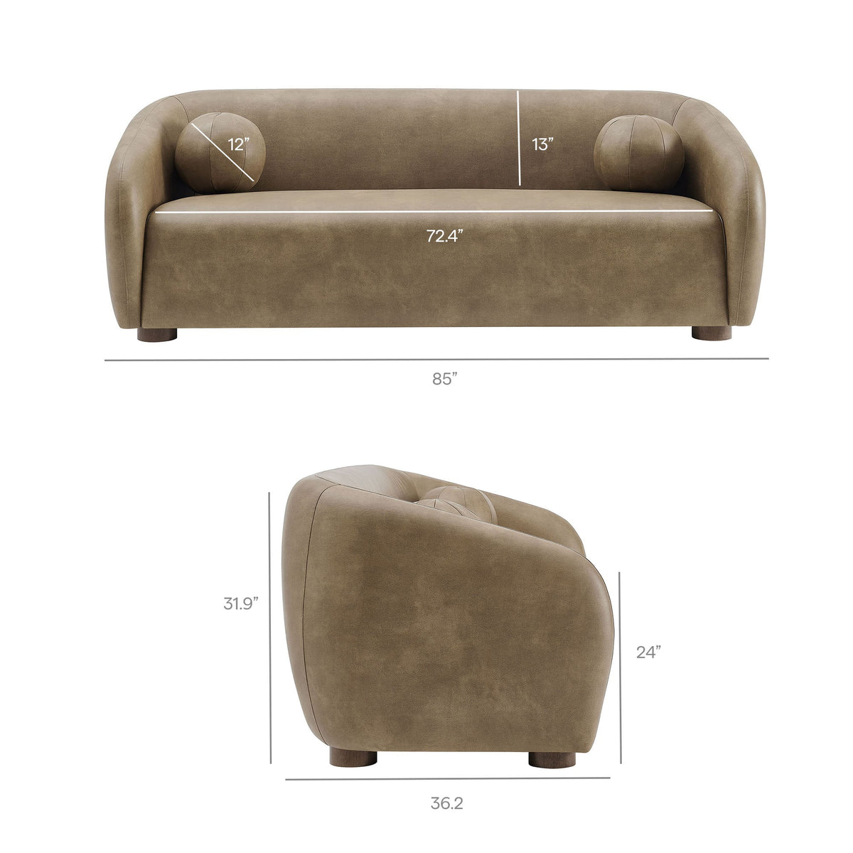Holland 85" Vegan Leather Sofa by Modway, photo 12 of 27