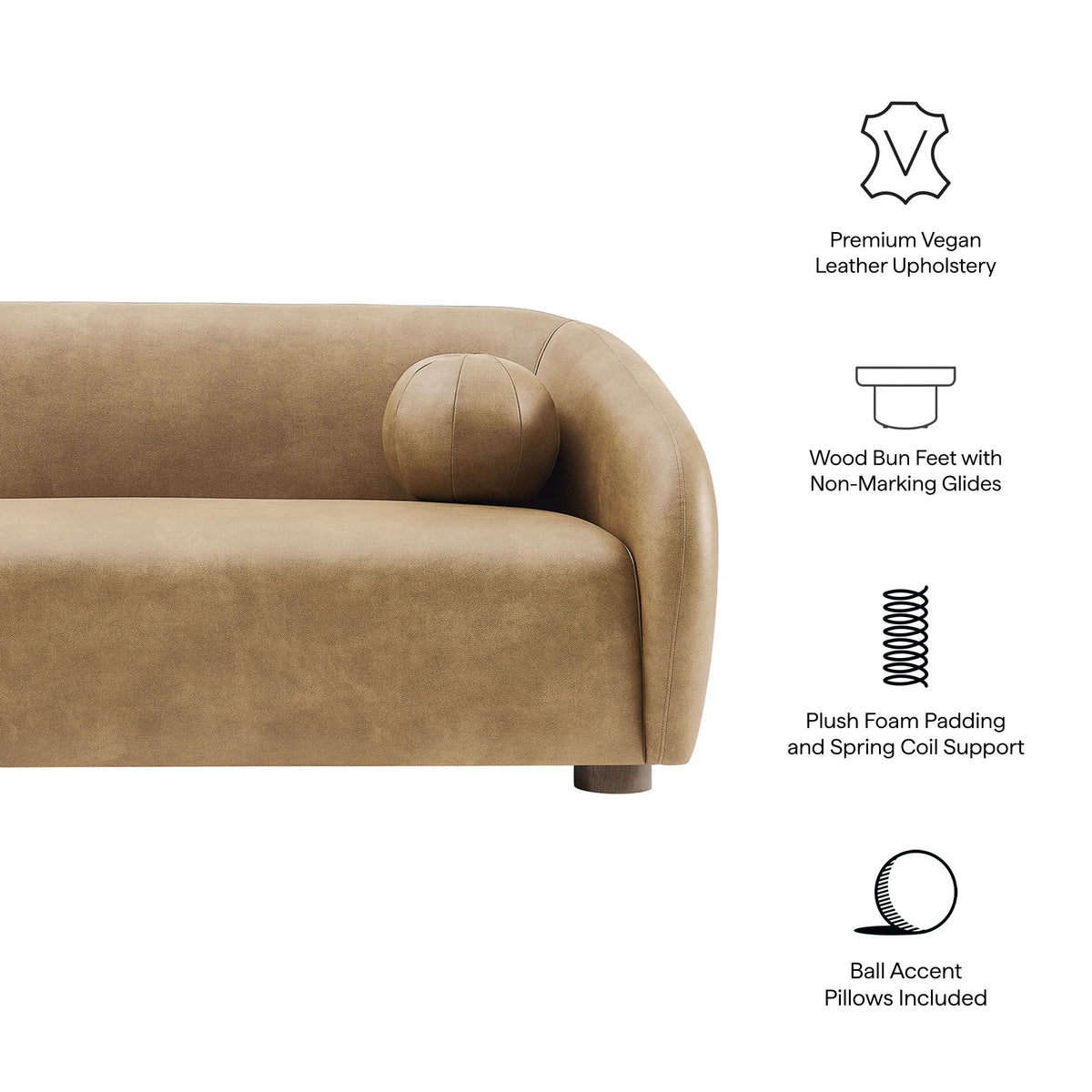 Holland 85" Vegan Leather Sofa by Modway, photo 20 of 27