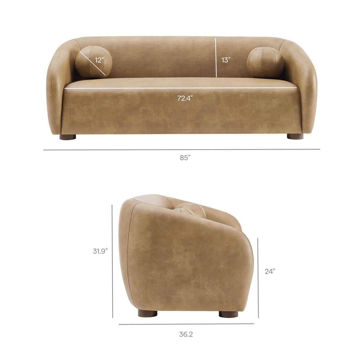 Holland 85" Vegan Leather Sofa by Modway, photo 21 of 27